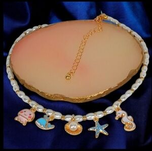 Seed Pearl Multi Charm Necklace Girlcore Sardine Summer Coquette Oceancore Beach